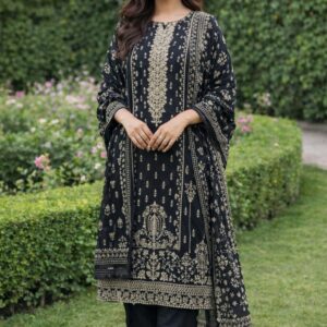 Black Embroidered Shirt Trouser 3 pcs Dress