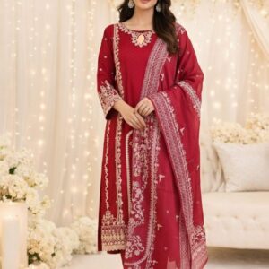 Shocking Pink Handwork 3 pcs Dress